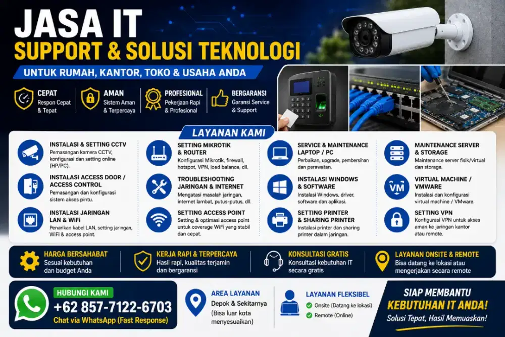 JASA IT SUPPORT, JARINGAN, CCTV & ACCESS CONTROL