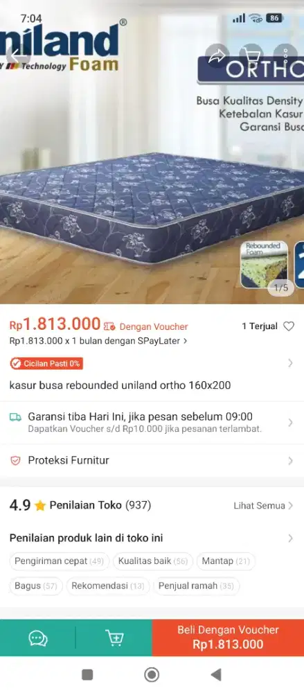 Kasur rebonded uniland UK.160x200