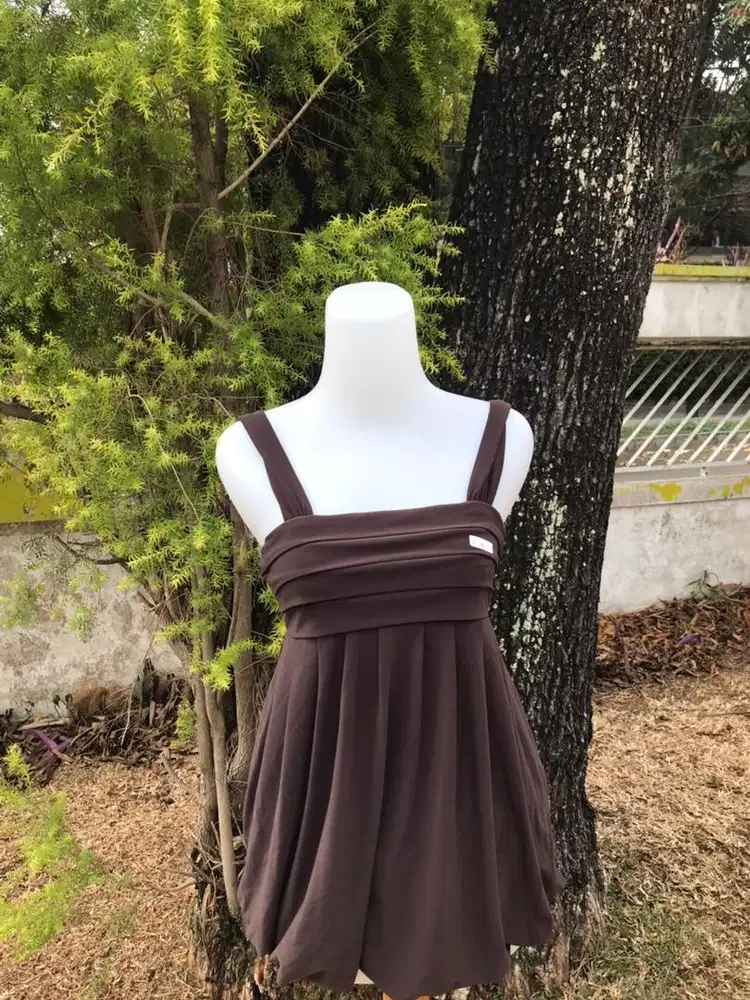midi dress, mahogany