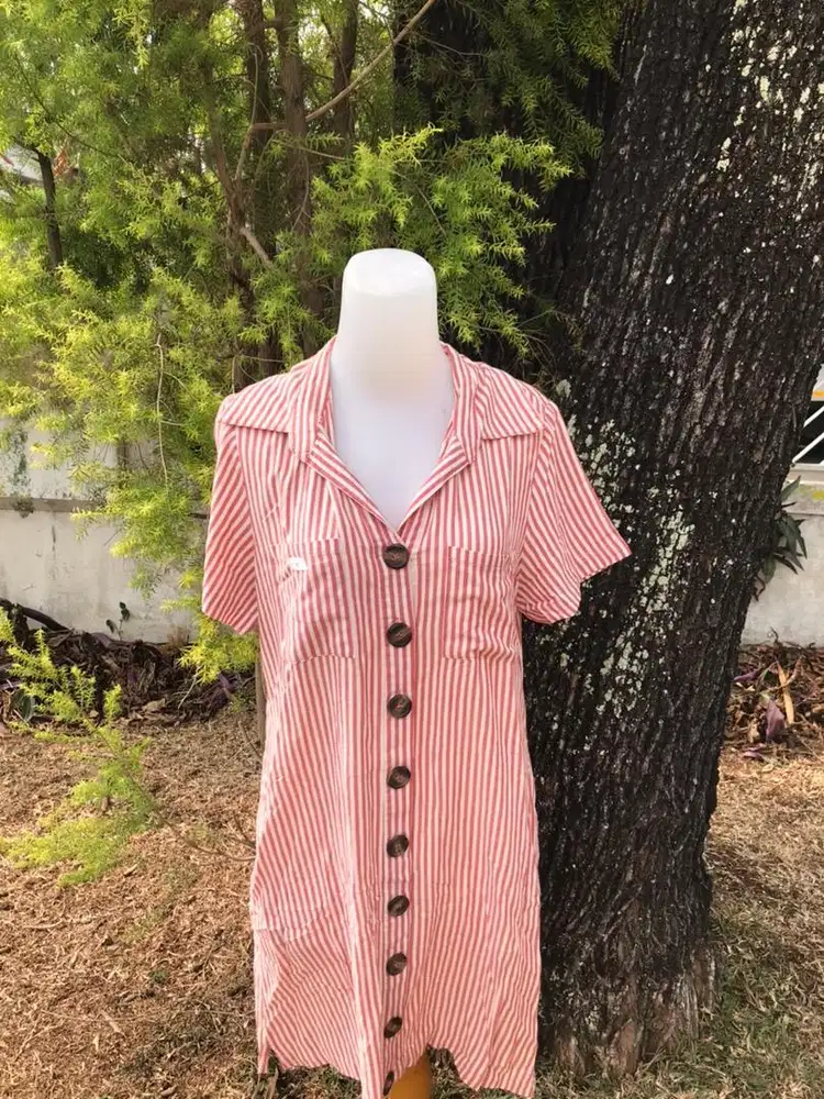 dress midi wanita salur
