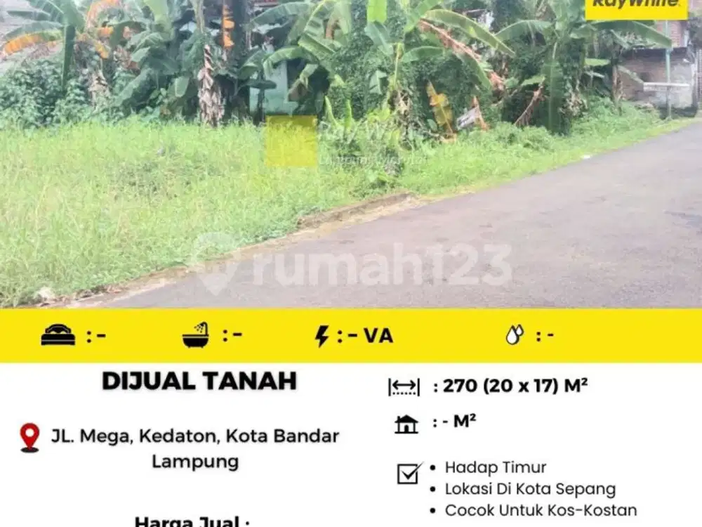 Dijual Tanah di Jl Sultan Haji Kota Sepang Bandar Lampung