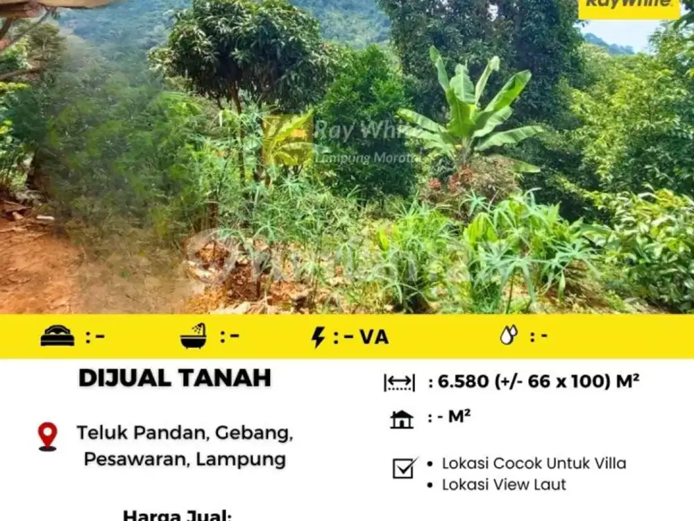 Dijual Tanah di Teluk Pandan, Gebang Pesawaran, Lampung