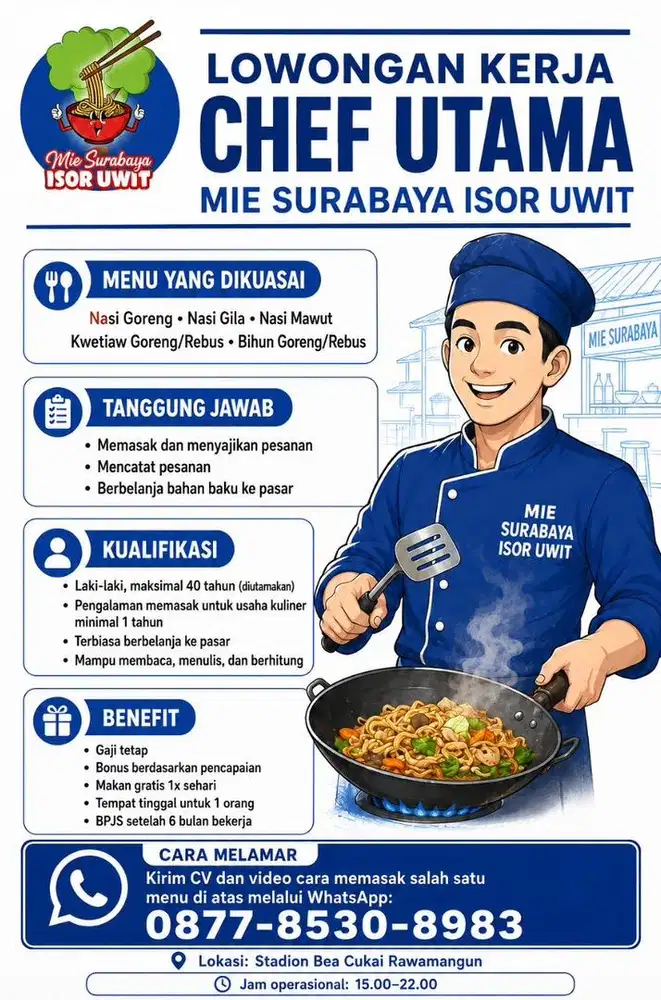 DICARI CHEF/KOKI MIE SURABAYA