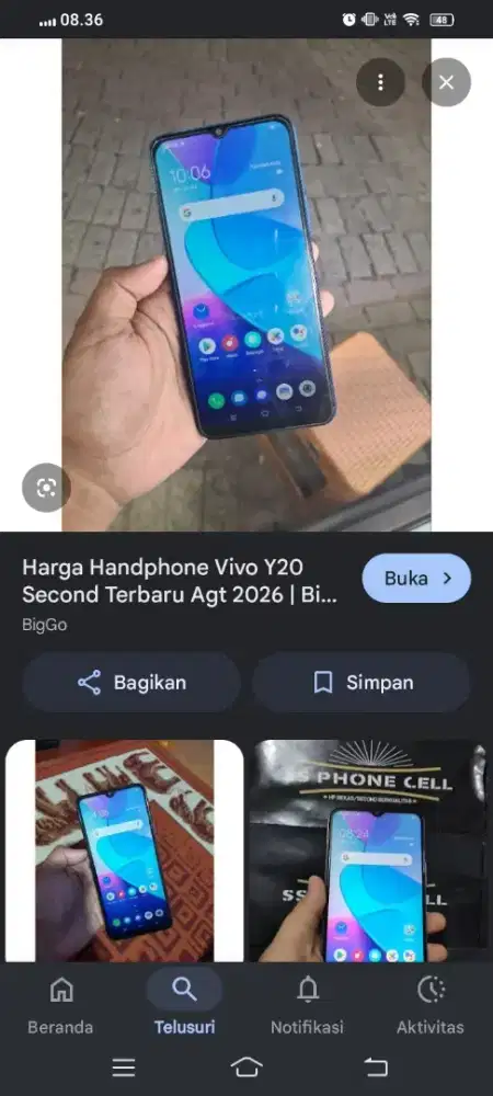 Vivo y20 bekas lecet
