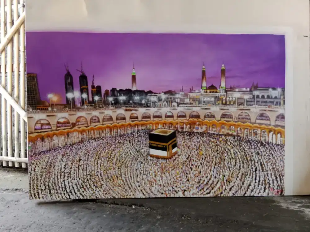 Dijual lukisan kanvas kaabah mekah 90x130 cm