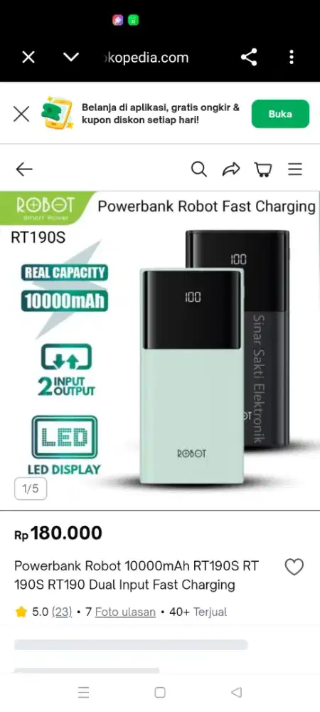 Di jual powerbank robot tipe rt1905,capasitas 10000 mAh / 37wh