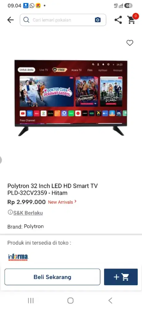 Polytron 32 inch led hd pld32cv2359