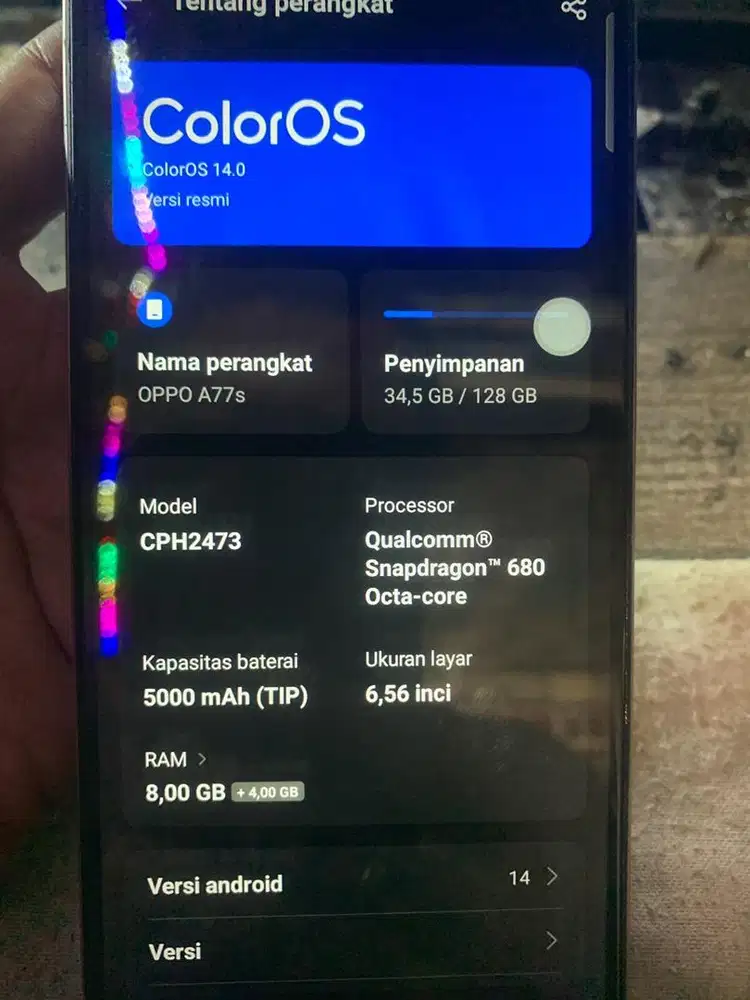 Oppo a77s 8/128 fungsi normal tanpa kendala