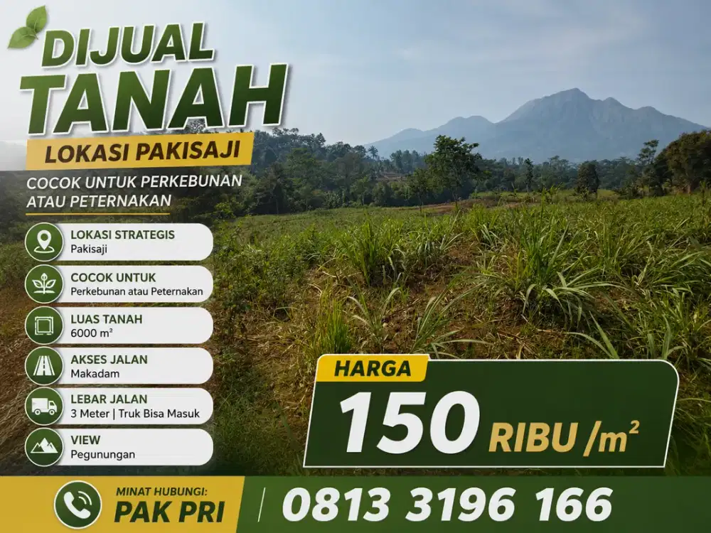 Tanah Luas 6000 m2 di Pakisaji Malang Cuma 150 Ribu per Meter - View Pegunungan