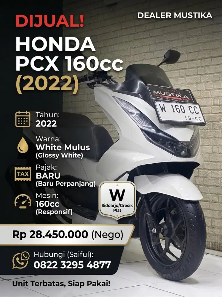 Perfect Condition!!Honda PCX 160cc 2022 White Plat W Mulus-Mustika