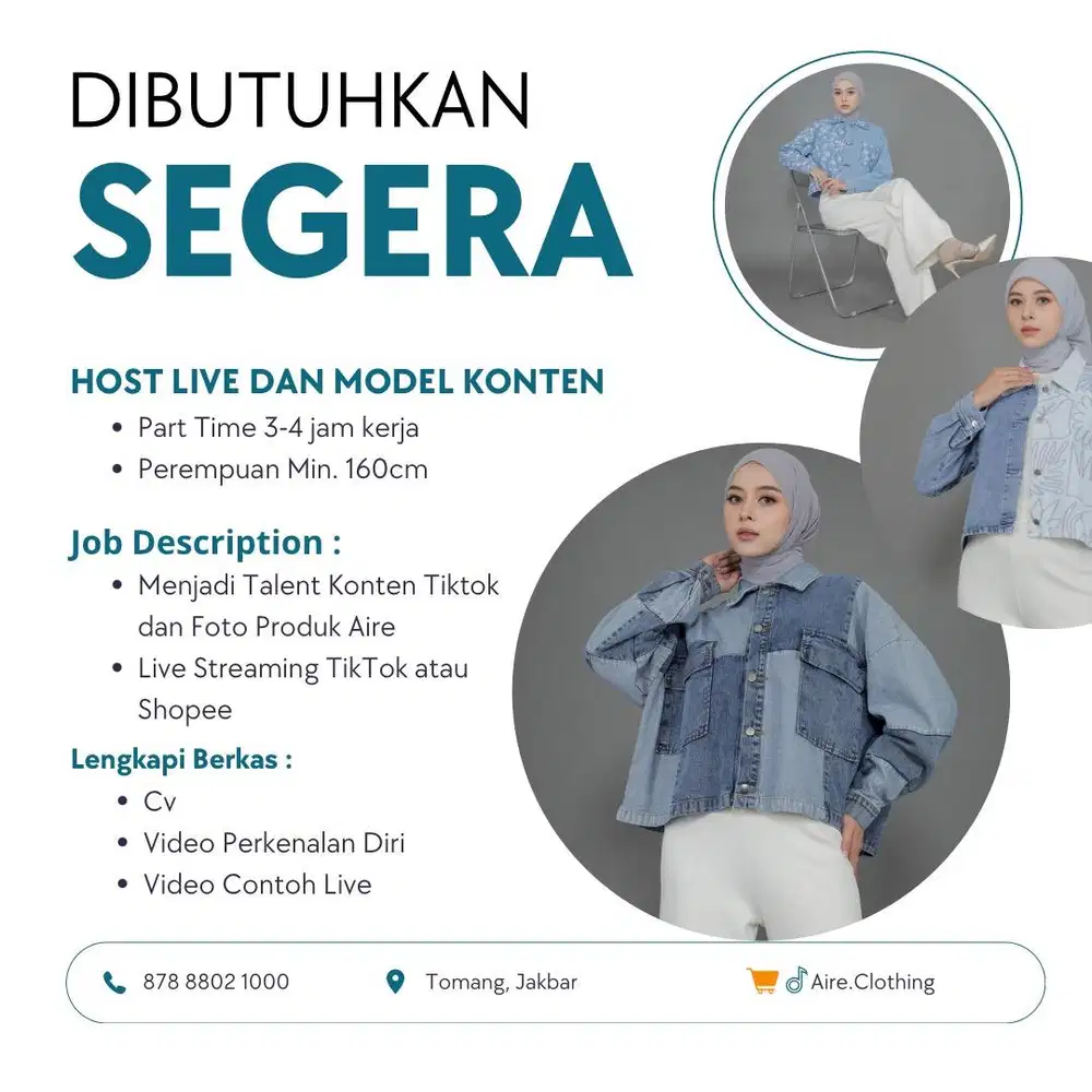 Lowongan Kerja Part time Host Live & Model Konten