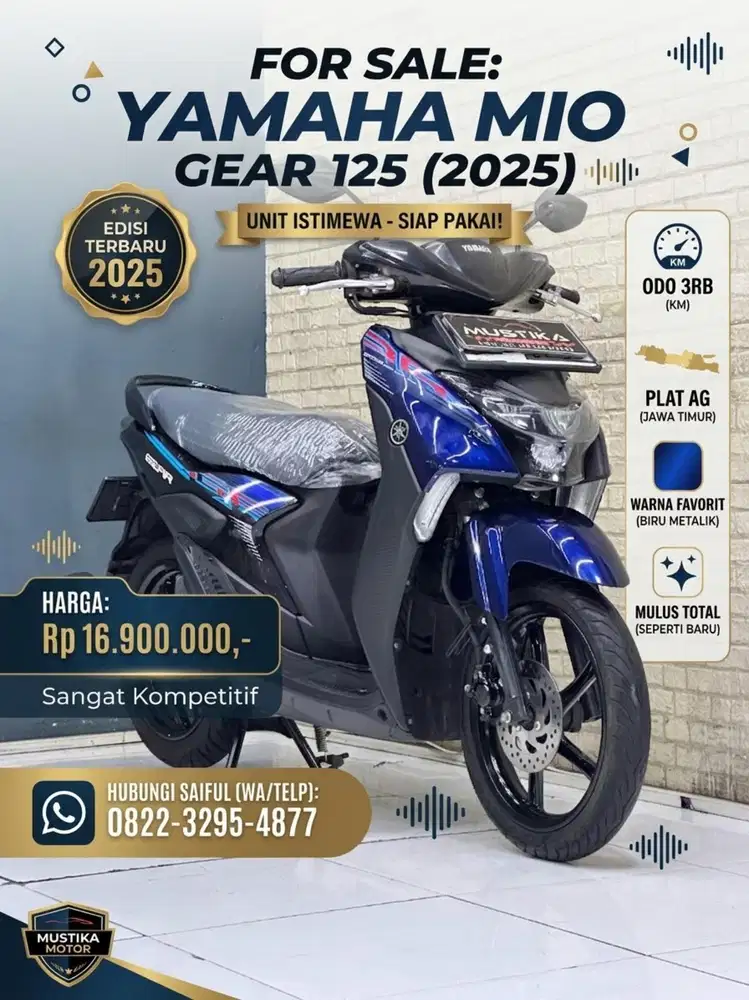 Odo3rb Istimewa!!Yamaha Mio Gear 2025 Plat AG Mulus Simpenan-Mustika