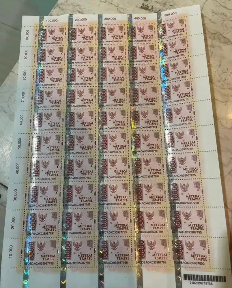 Materai 10.000 (kondisi baru)