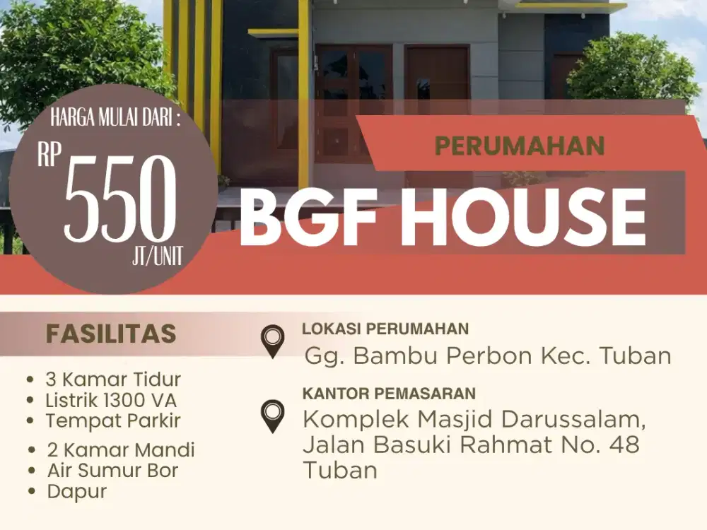 BGF HOUSE – Hunian Nyaman dengan Lokasi Strategis di Tuban