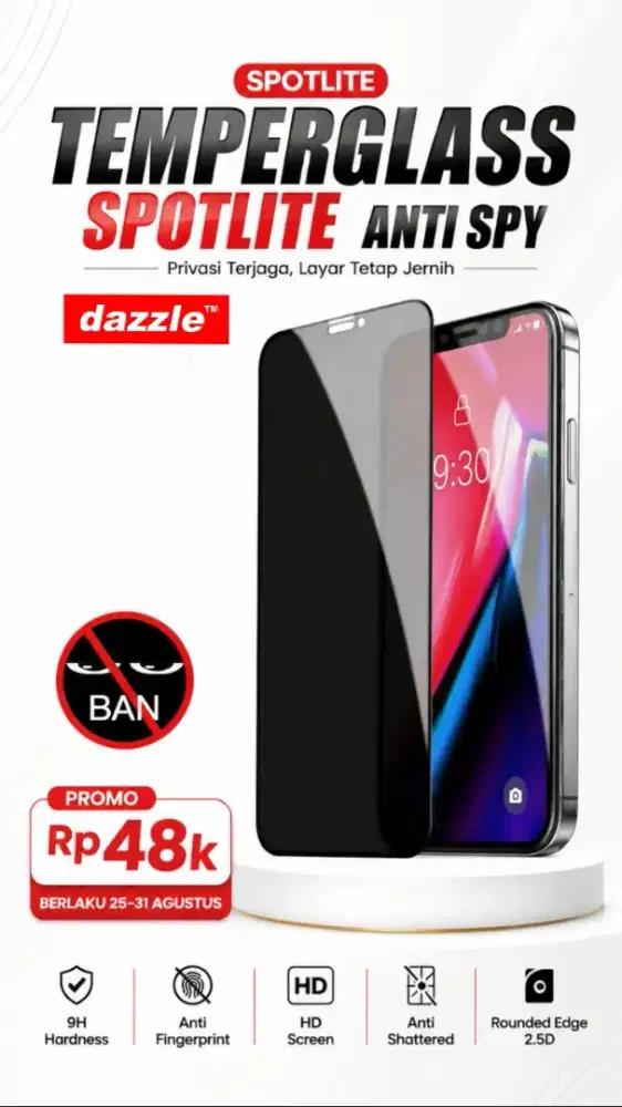 Temperglass Spotlite Anti Spy