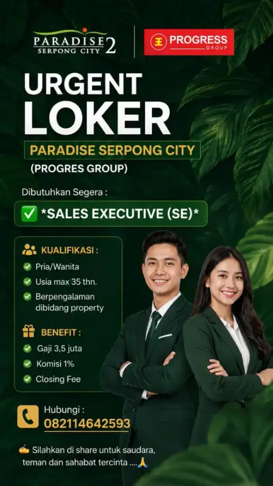 Lowongan Kerja Sales Executive Paradise Serpong City (SE)