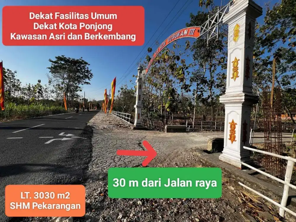 Jual Tanah Pekarangan murah di Ponjong Gunungkidul Yogyakarta cocok untuk Homestay dan usaha