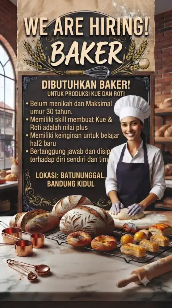 Dibutuhkan Baker wanita usia max 30thn