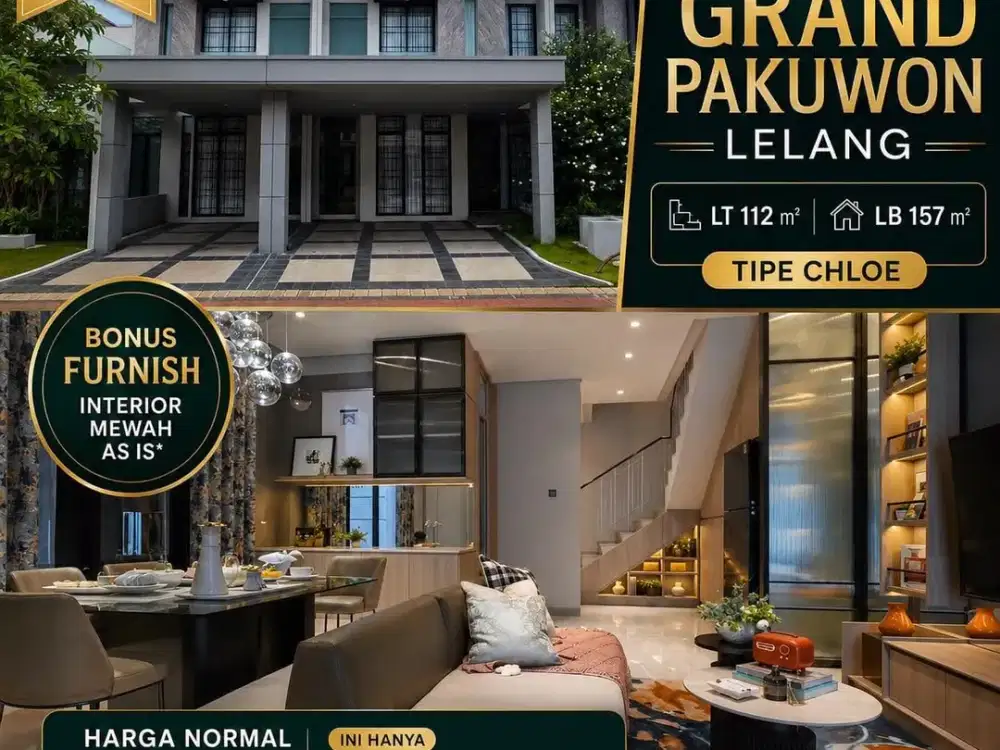 Dijual Murah Rumah Grand Pakuwon, Bonus Furnish Interior Mewah