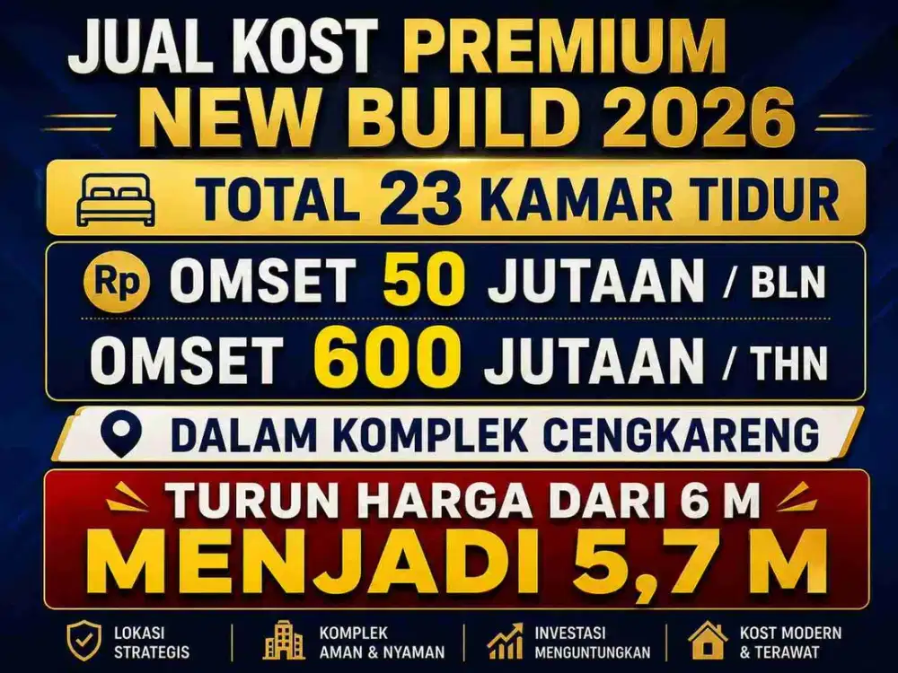JUAL KOST KOSAN PREMIUM NEW BUILD CENGKARENG LOKASI DALAM KOMPLEK