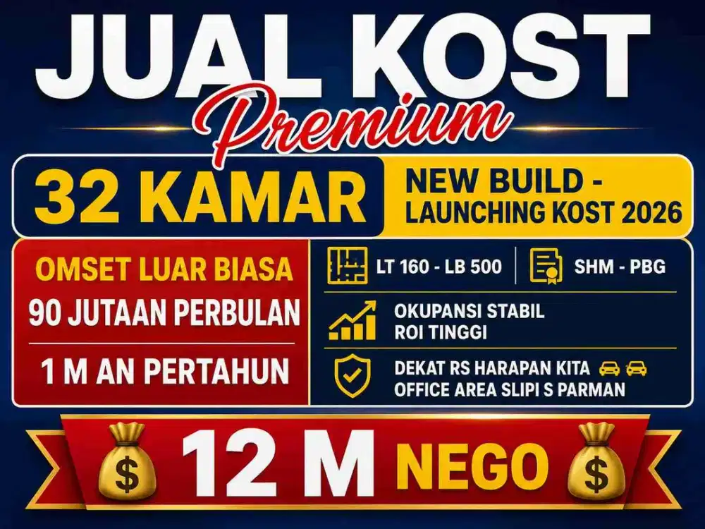 JUAL KOST KOSAN PREMIUM OFFICE AREA SLIPI S PARMAN PALMERAH