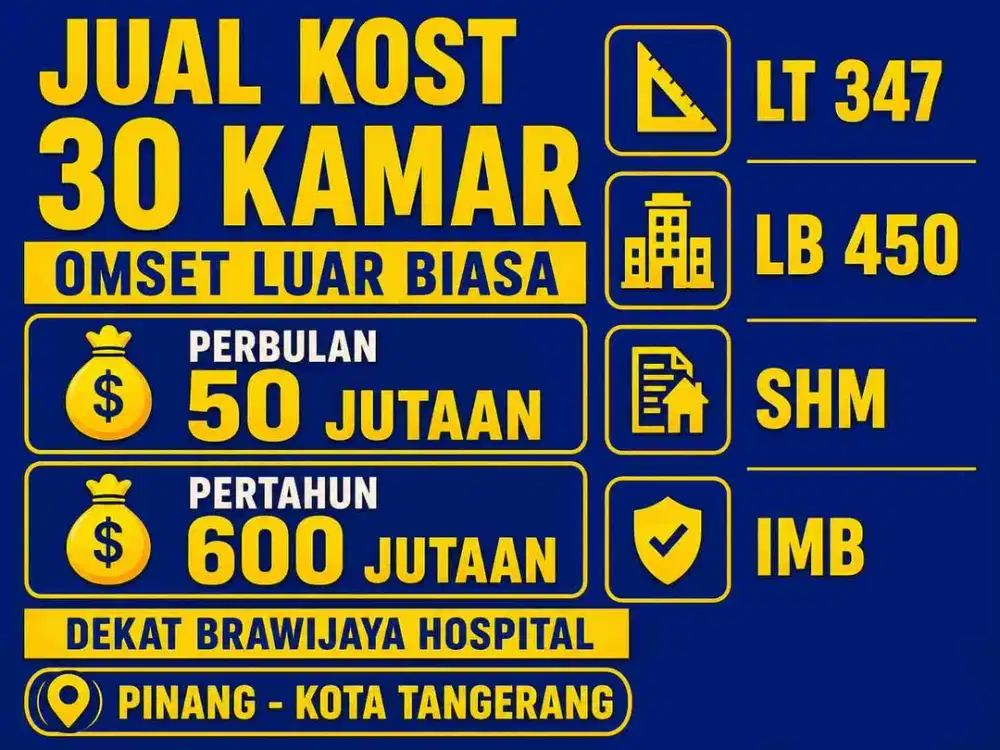 JUAL KOST KOSAN DEKAT AKSES GRAHA RAYA PINANG TANGERANG