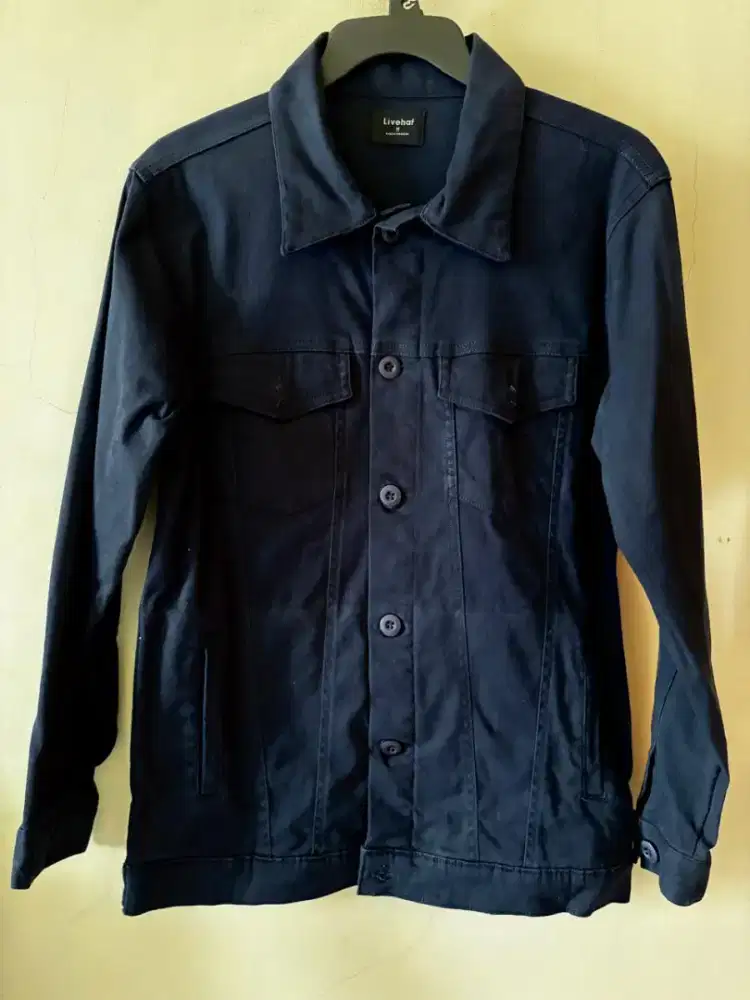 Jacket Trucker Canvas Livehaf Navy Size M Preloved Men Jacket Original