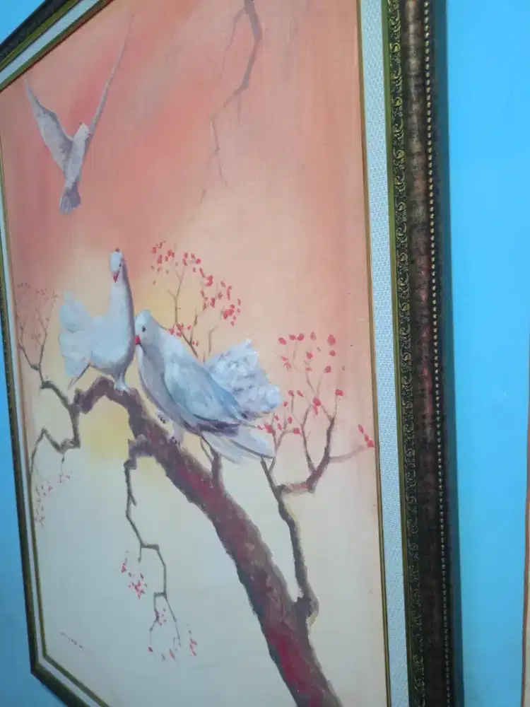 Lukisan kanvas burung merpati