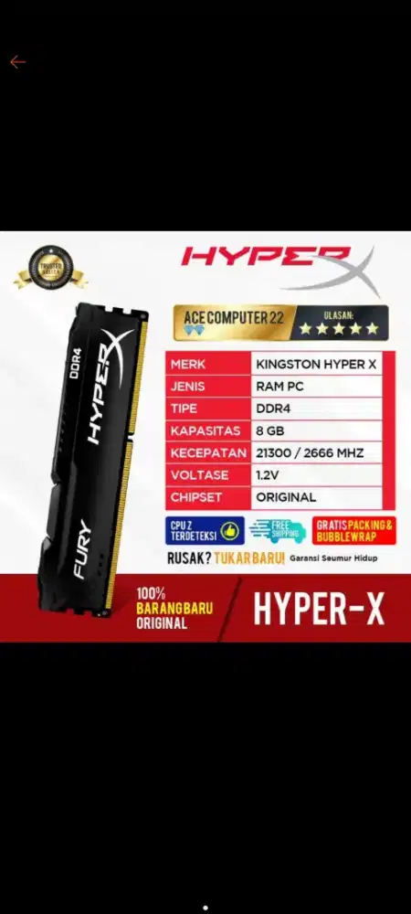 RAM DDR4 8GB BARU DI PAKE BEBERAPA MINGGU