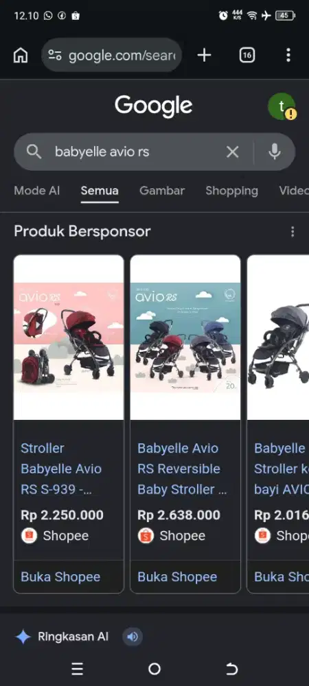 Stoler babyelle avio rs