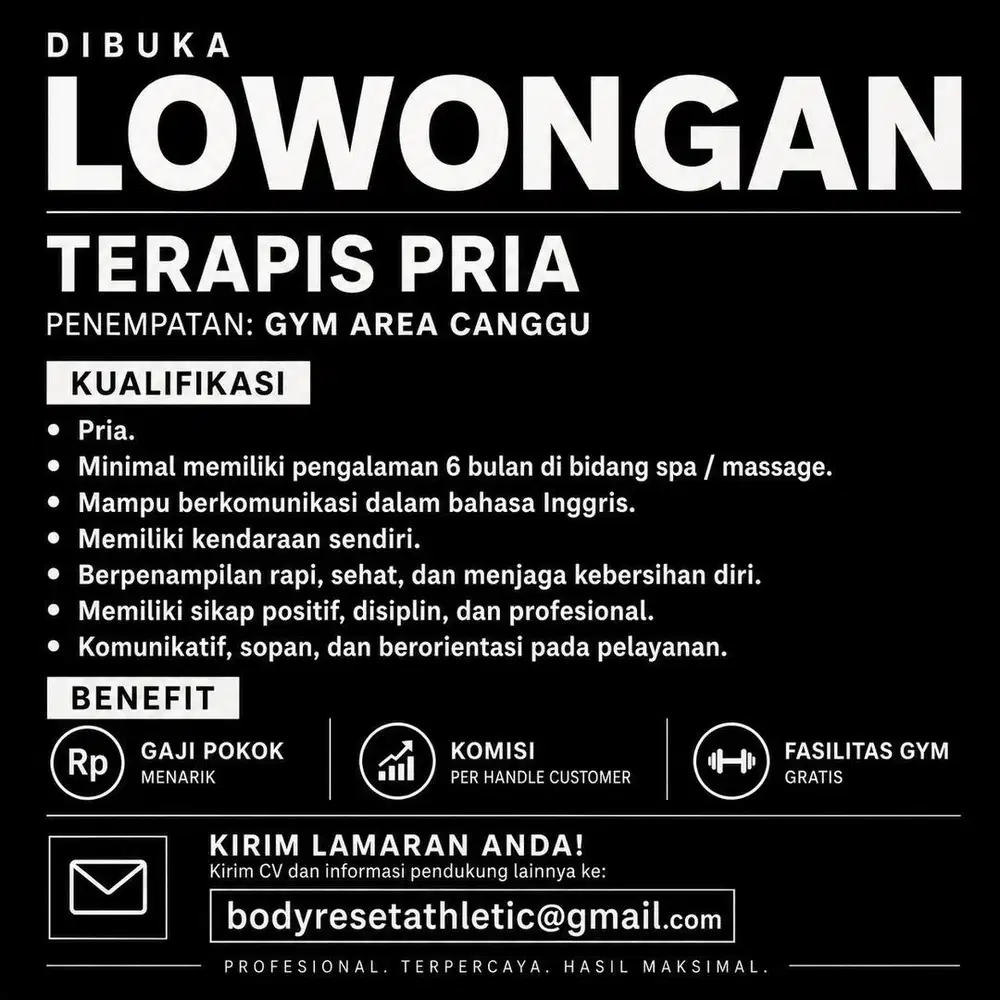 Di Butuhkan Terapis di Tempat Gym