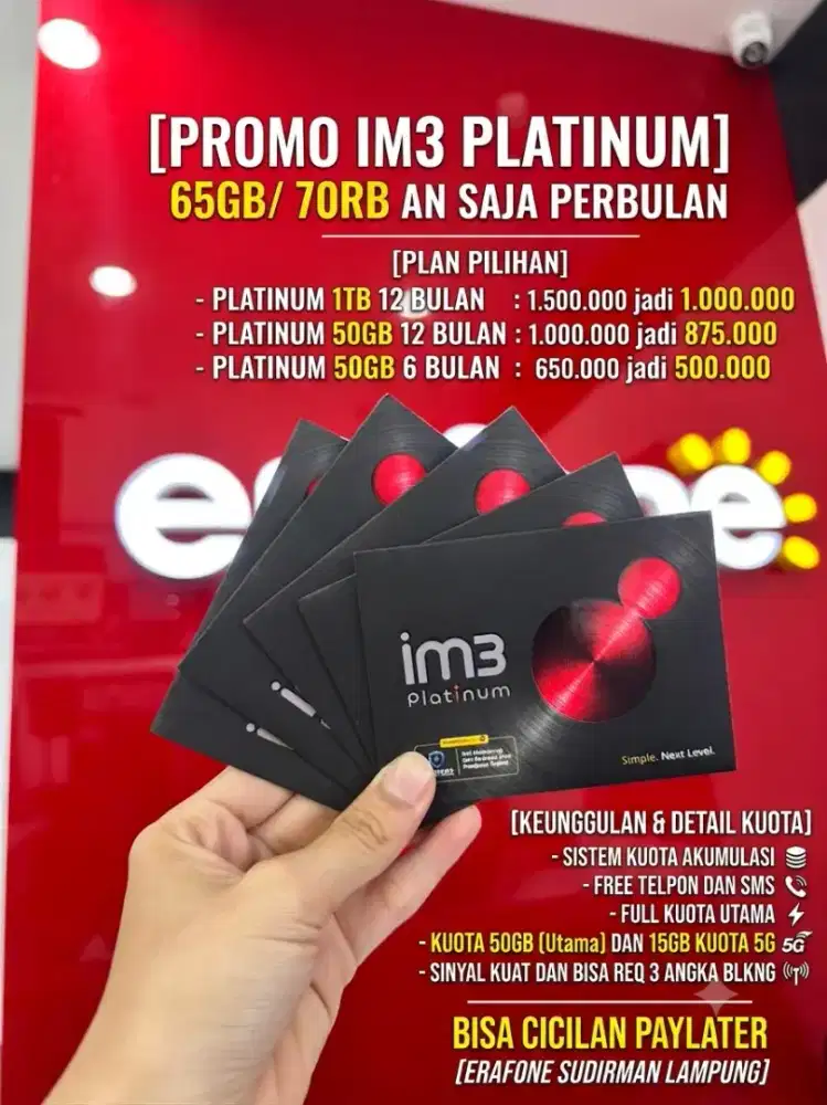 Indosat Platinum 65GB Perbulan Bisa Req Nomor