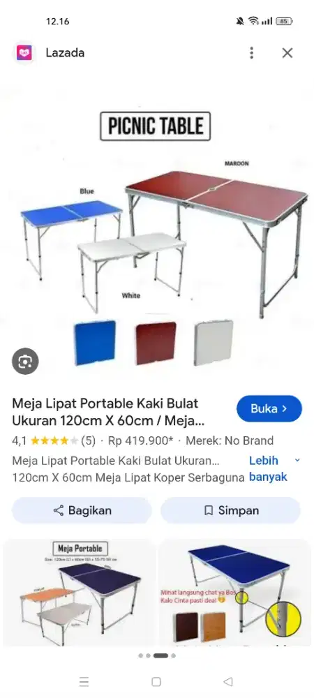 Dijual meja lipat warna putih