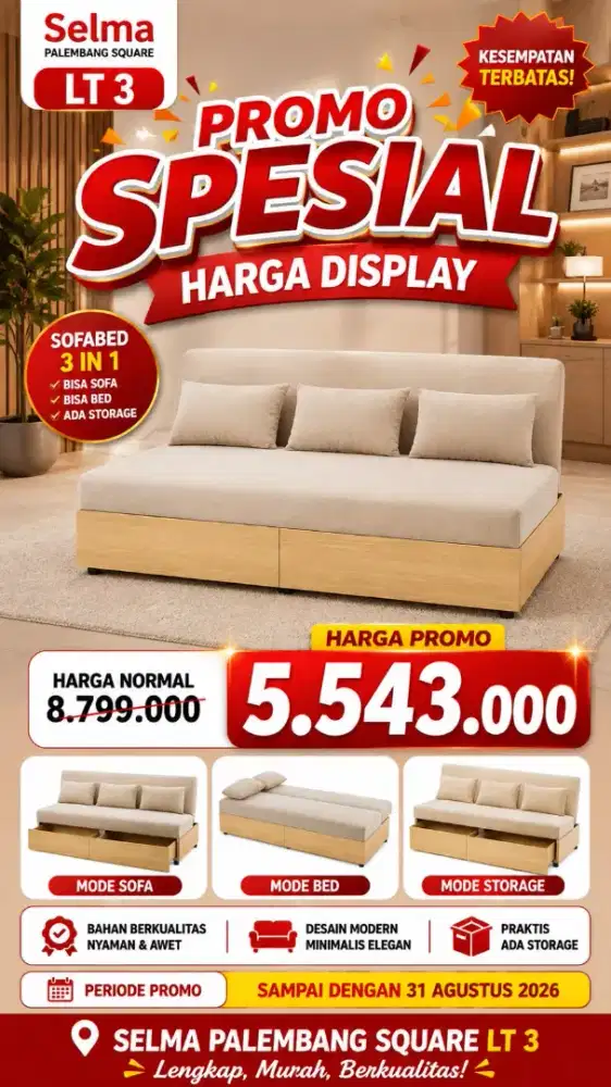 Sofa 3 in 1 promo bunga 0% by home kredit