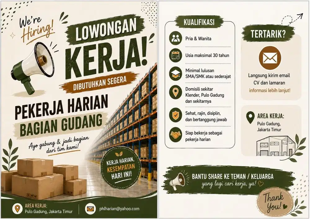 LOWONGAN PEKERJA HARIAN