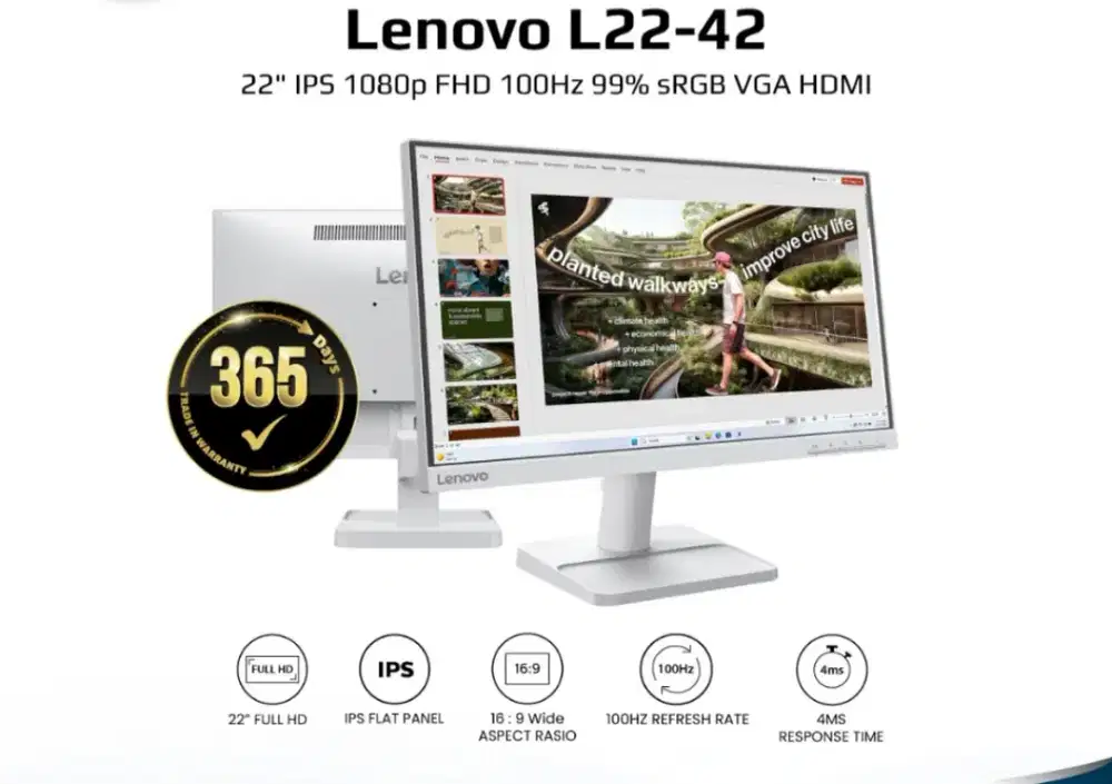 Monitor Led Lenovo 22 inc white
