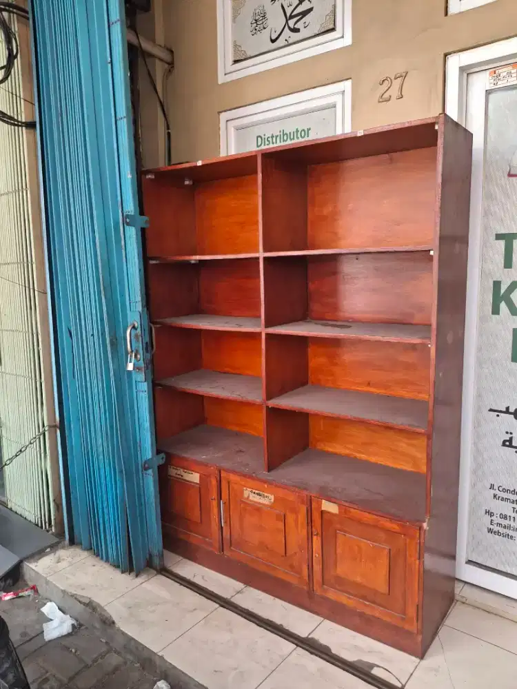 Rak kayu + laci kondisi bagus