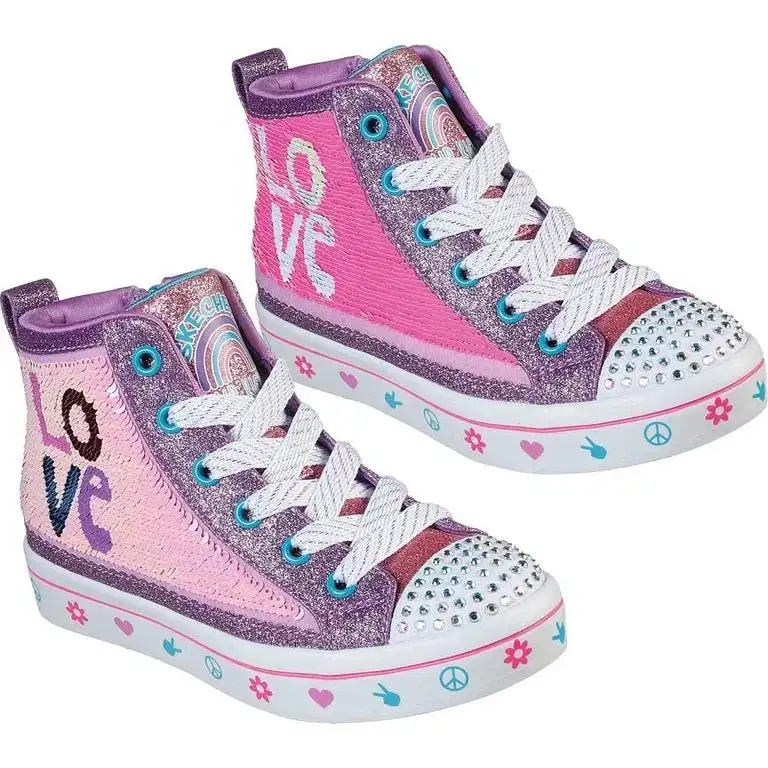 Skechers Flip Kicks Twi-Lites 2.0 Lilac Love high-top sneakers