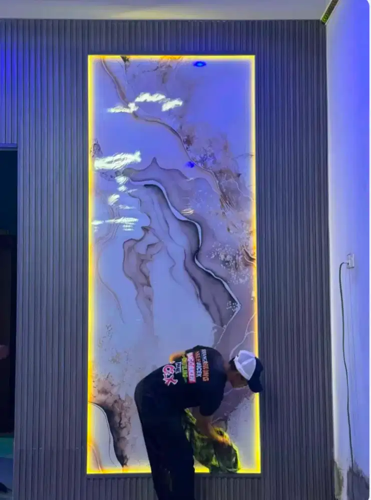 Promo Pemasangan Wpc Panel Kombinasi UV Board Marble