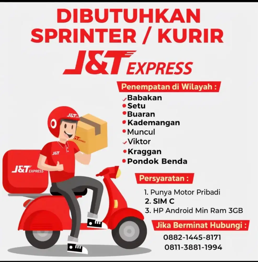 Lowongan sprinter delivery area Setu kota Tangerang selatan