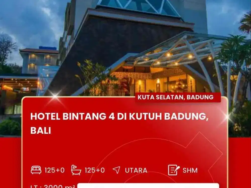 DIJUAL HOTEL BINTANG 4 DAERAH PANTAI PANDAWA BALI