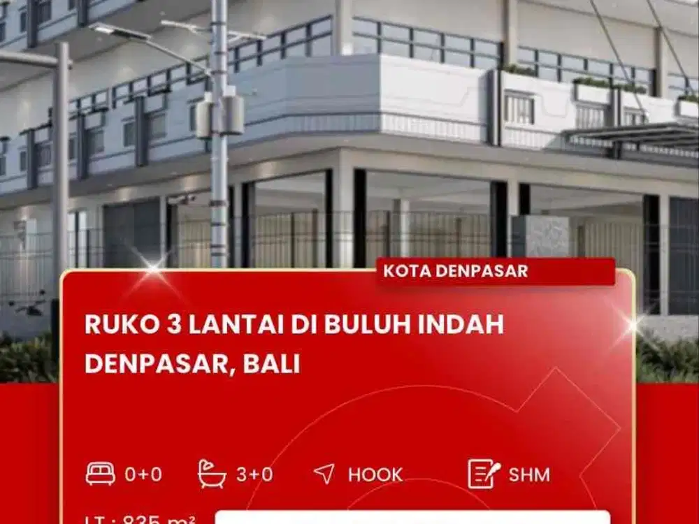 DISEWAKAN RUKO STRATEGIS DAERAH BULUH INDAH DENPASAR BALI