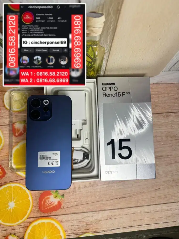 Jual HP Oppo Reno 15F 5G 8/256 likenew istimewa grns panjang 2027