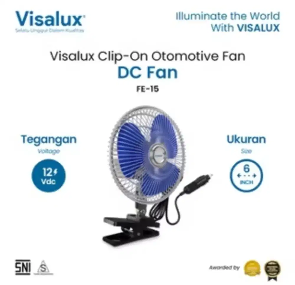 Kipas Angin 6 Inch DC12V Visalux Mobil Rumah Aki Accu