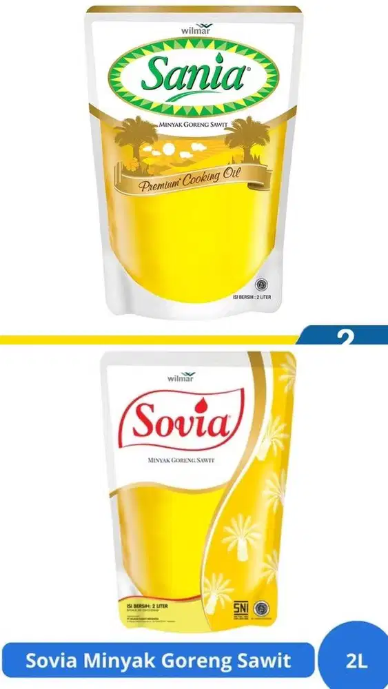 Minyak goreng 2 Liter Sania dan Sovia