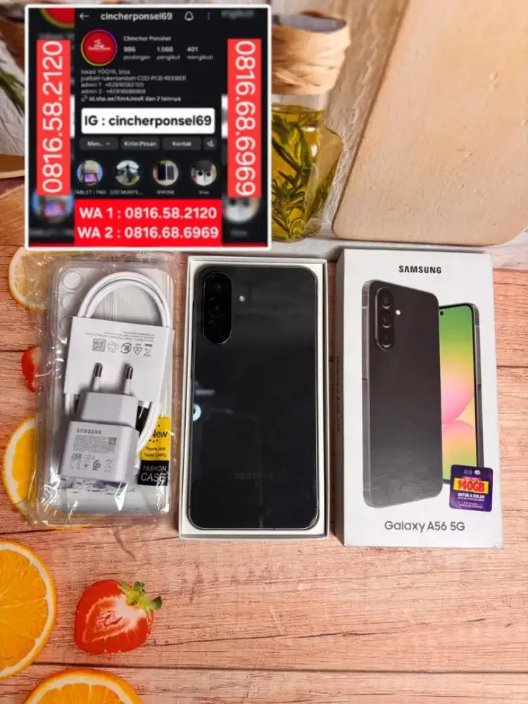 Jual hp SAMSUNG A56 5g 12/256 siap pakai free adaptor n case