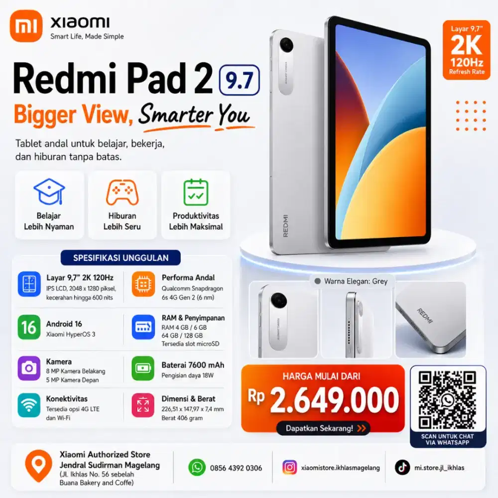 Redmi Pad 2 9.7 WiFi/4G New Segel Garansi Resmi