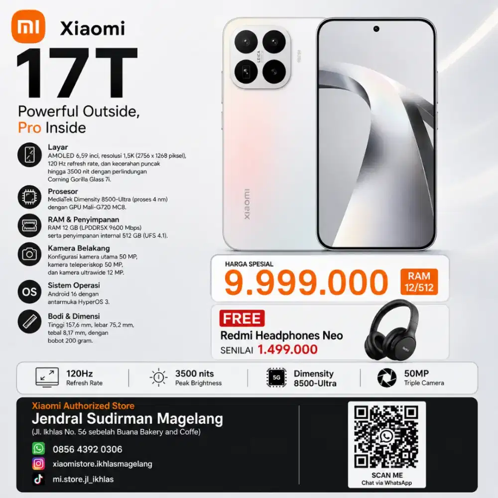Xiaomi 17T Opal White 12/512 New Segel Garansi Resmi