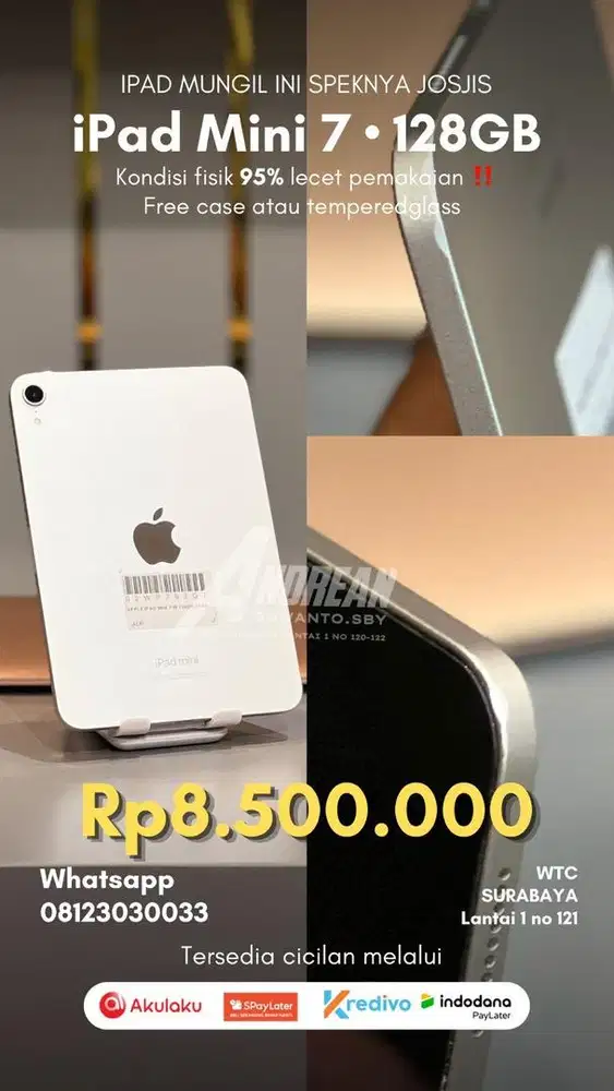 Second Ipad Mini 7 wifi 128gb Kondisi 95%