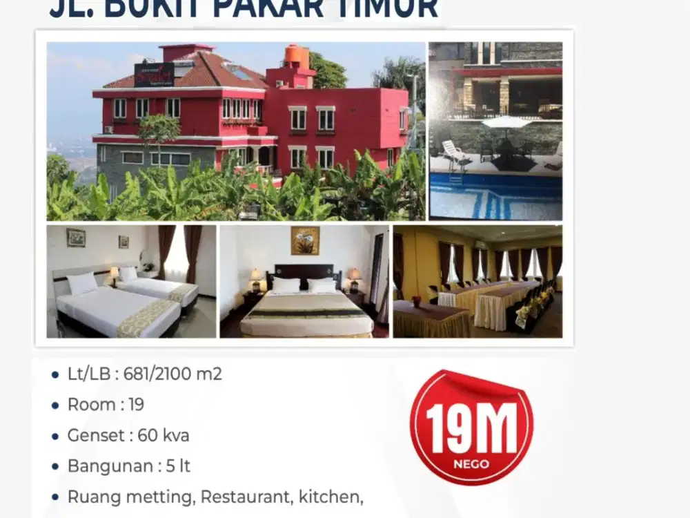 DIJUAL BOUTIQUE HOTEL – JL. BUKIT PAKAR TIMUR